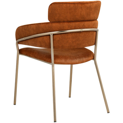 Yara Cognac Velvet Dining Chair, Set of 2
