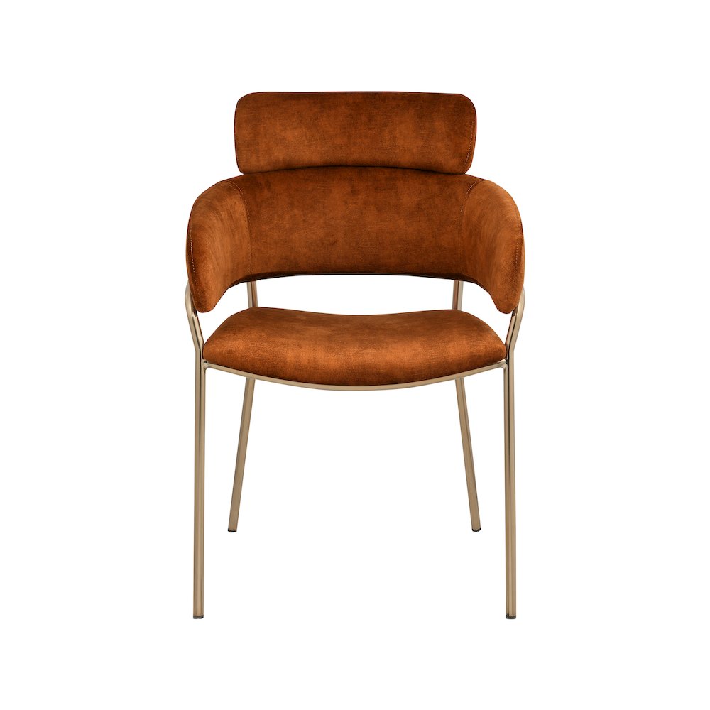 Yara Cognac Velvet Dining Chair, Set of 2