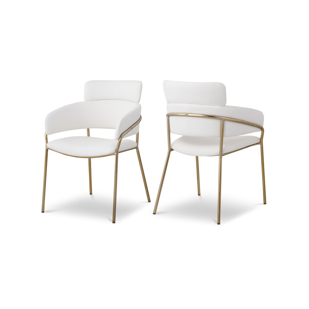 Yara Cream Vegan Leather Dining Chair, Set of 2