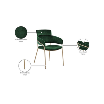 Yara Green Velvet Dining Chair, Set of 2