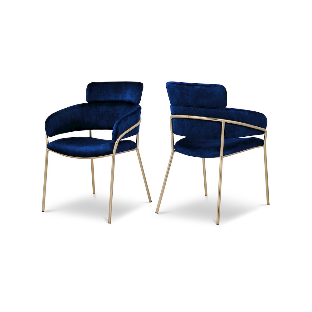 Yara Navy Velvet Dining Chair, Set of 2
