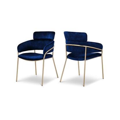 Yara Navy Velvet Dining Chair, Set of 2