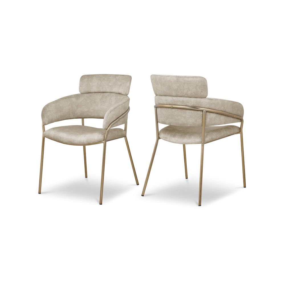 Yara Stone Velvet Dining Chair, Set of 2