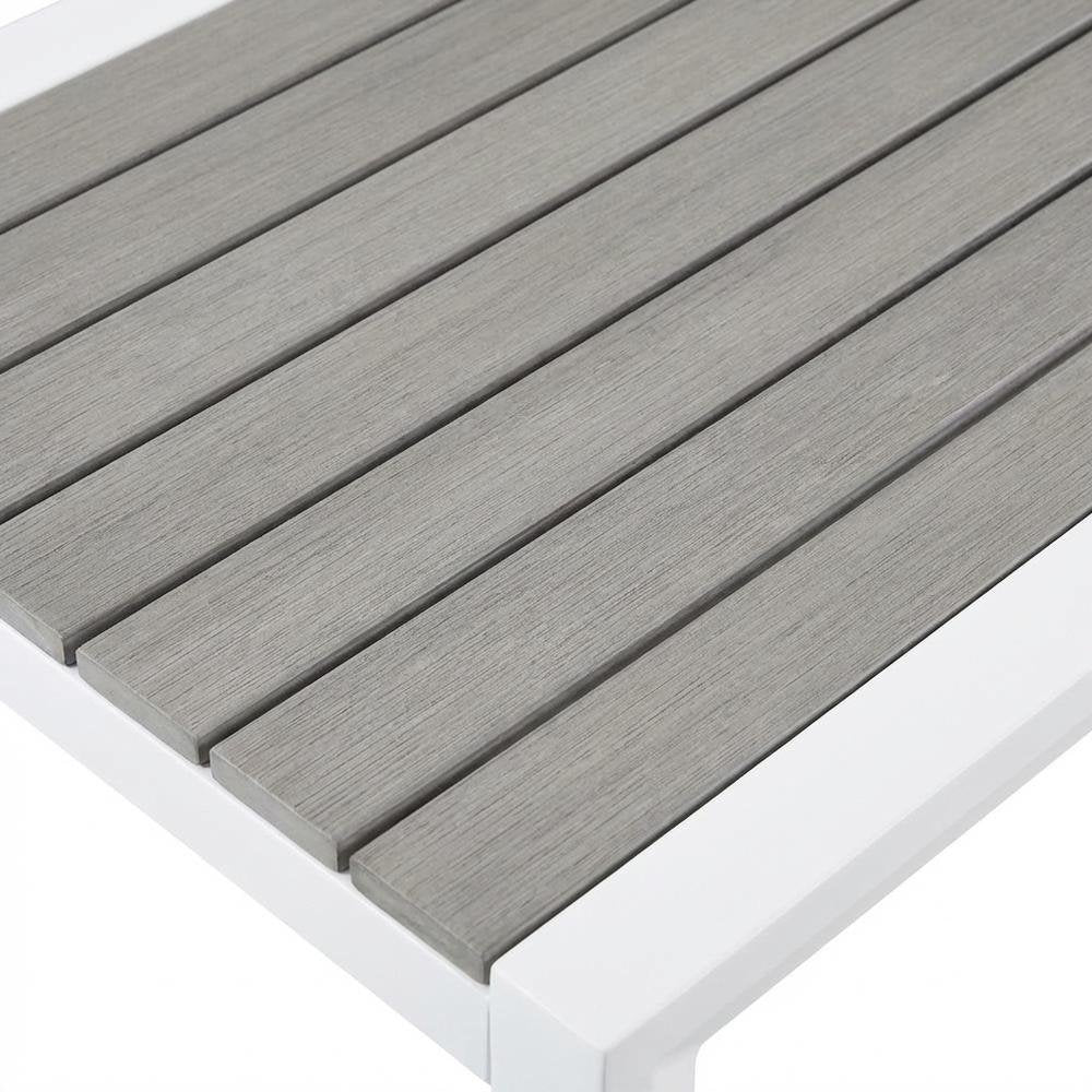 Gray Wood Look Accent Paneling Outdoor Patio Aluminum Rectangle Bar Table