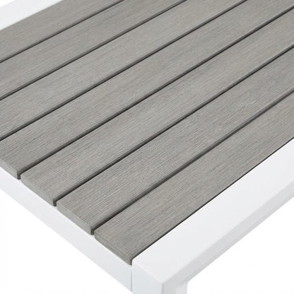 Gray Wood Look Accent Paneling Outdoor Patio Aluminum Rectangle Bar Table