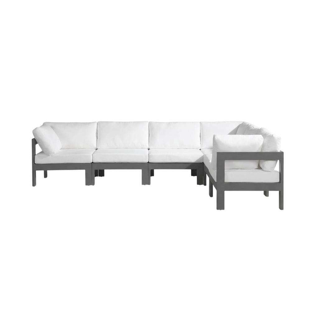 White Fabric Outdoor Patio Modular Sectional With Contemporary Style