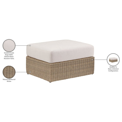 Seacrest Beige Olefin And Wicker Outdoor Patio Ottoman/Coffee Table