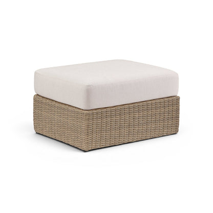 Seacrest Beige Olefin And Wicker Outdoor Patio Ottoman/Coffee Table