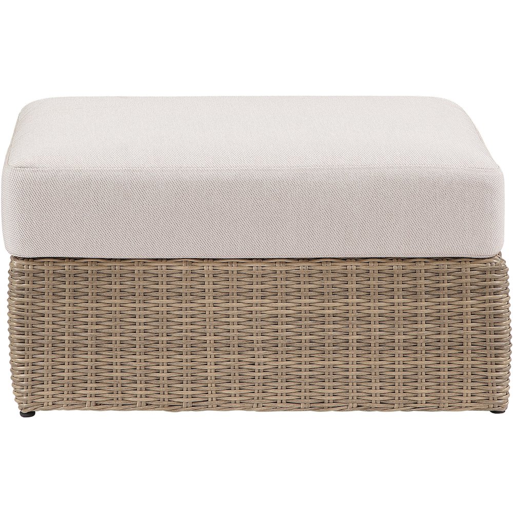 Seacrest Beige Olefin And Wicker Outdoor Patio Ottoman/Coffee Table