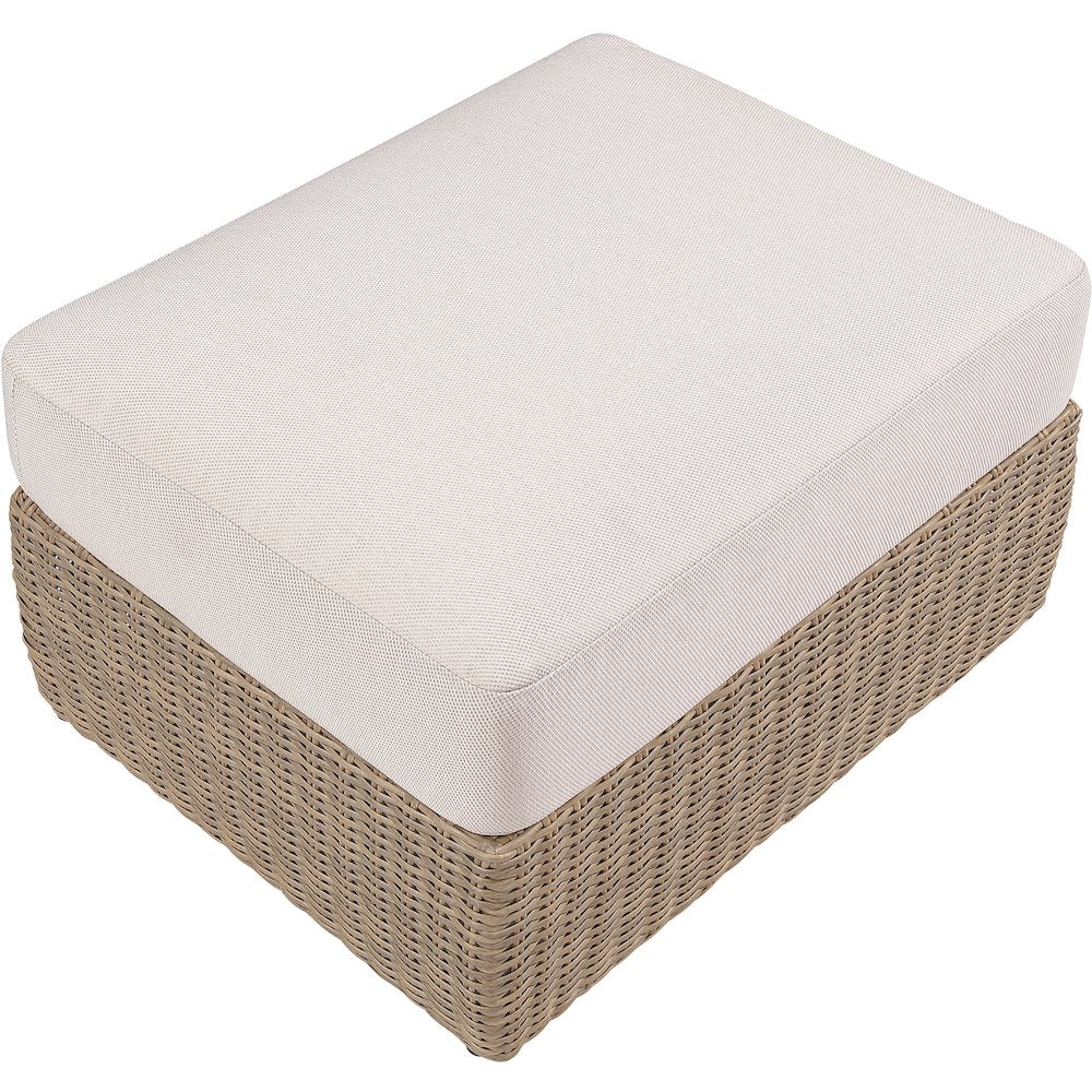 Seacrest Beige Olefin And Wicker Outdoor Patio Ottoman/Coffee Table