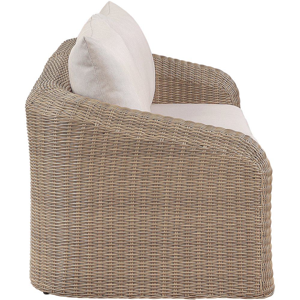 Seacrest 85.25" Beige Olefin And Wicker 2pc. Outdoor Patio Modular Loveseat