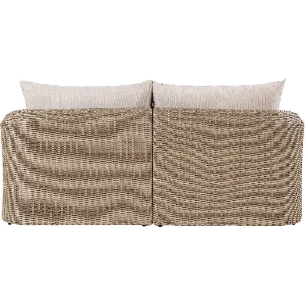 Seacrest 85.25" Beige Olefin And Wicker 2pc. Outdoor Patio Modular Loveseat