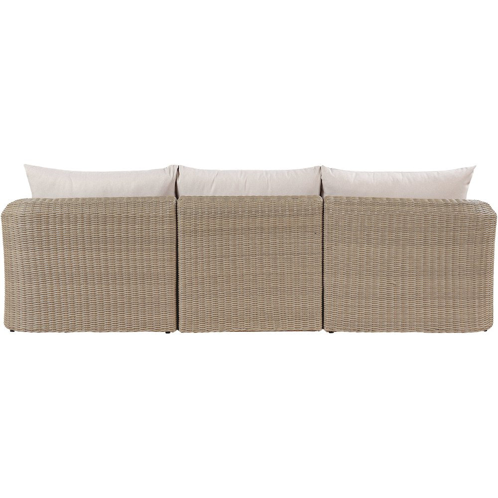 Seacrest 120.25" Beige Olefin And Wicker 3pc. Outdoor Patio Modular Sofa