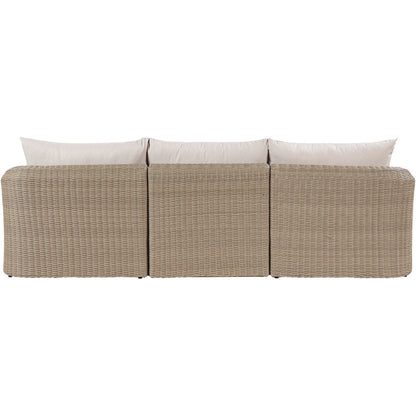 Seacrest 120.25" Beige Olefin And Wicker 3pc. Outdoor Patio Modular Sofa