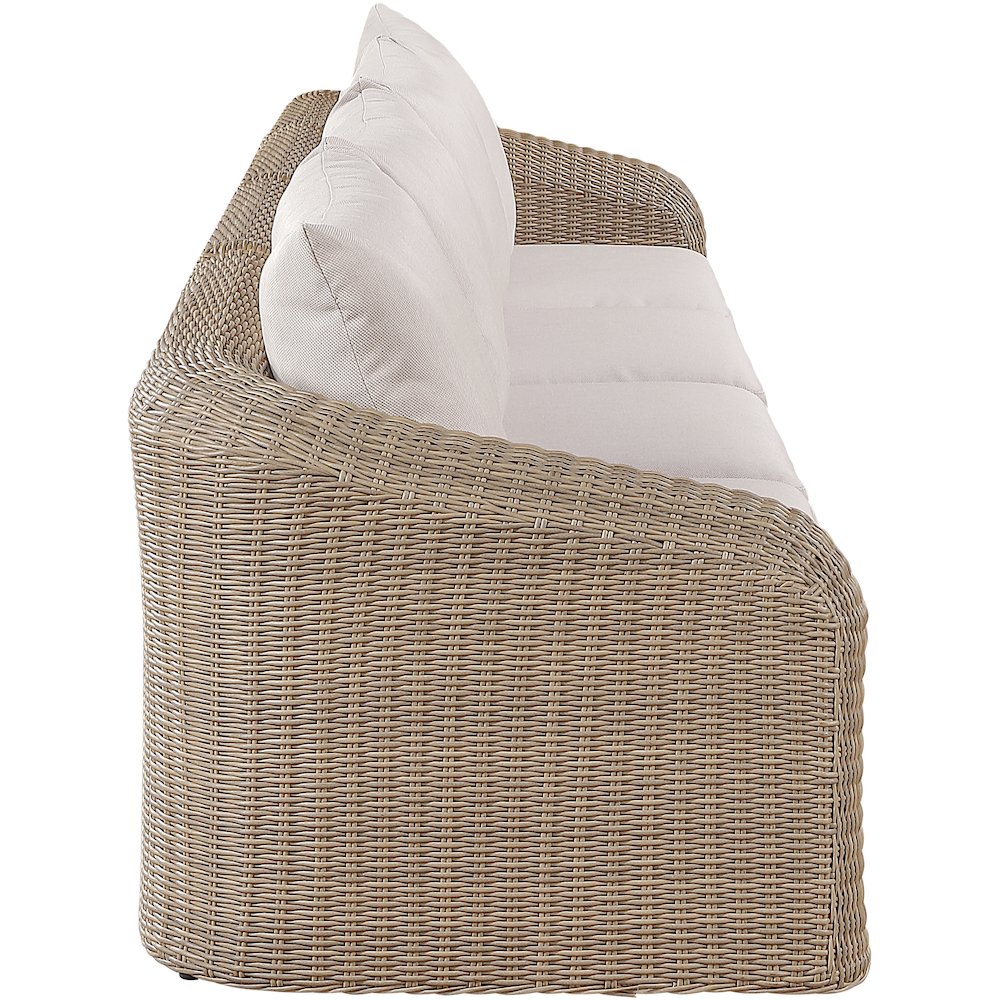 Seacrest 155.25" Beige Olefin And Wicker 4pc. Outdoor Patio Modular Sofa