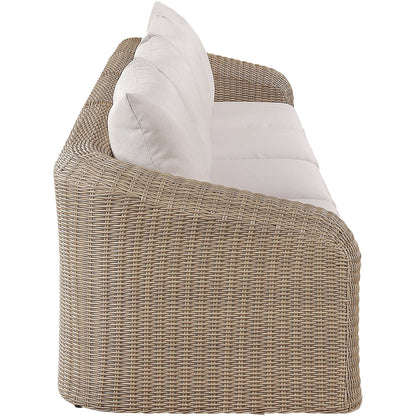 Seacrest 155.25" Beige Olefin And Wicker 4pc. Outdoor Patio Modular Sofa