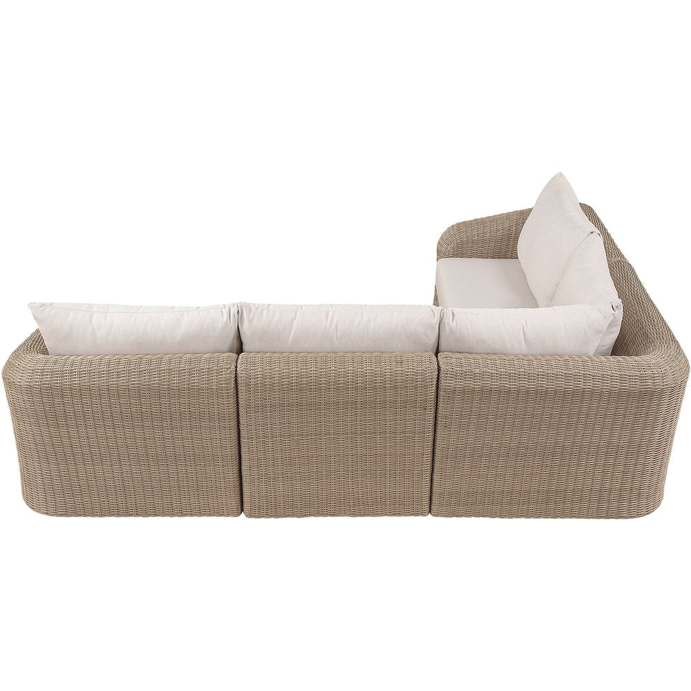Seacrest 88.25" Beige Olefin And Wicker 4pc. Outdoor Patio Modular Sectional