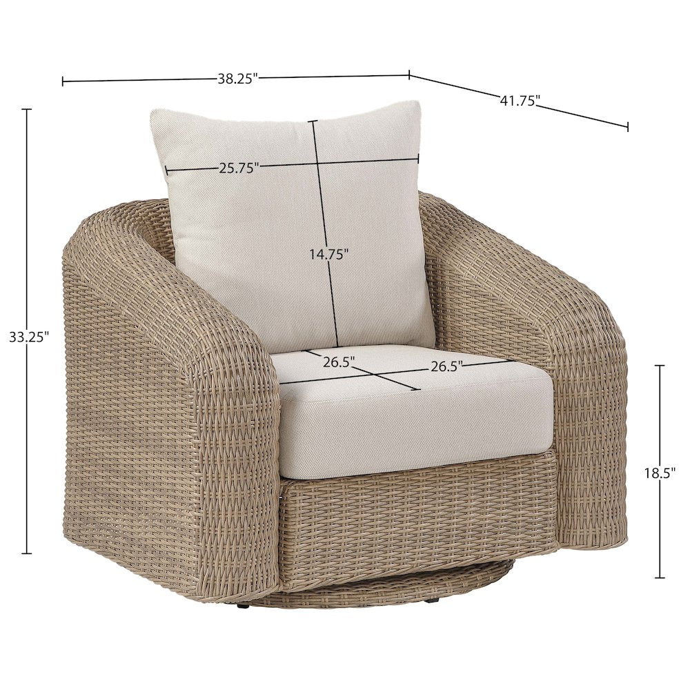 Seacrest Beige Olefin And Wicker Outdoor Patio Swivel Chair