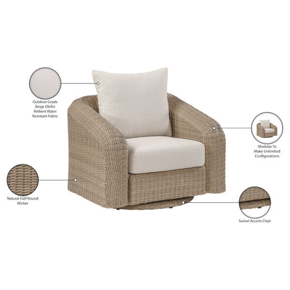 Seacrest Beige Olefin And Wicker Outdoor Patio Swivel Chair