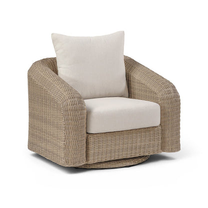 Seacrest Beige Olefin And Wicker Outdoor Patio Swivel Chair