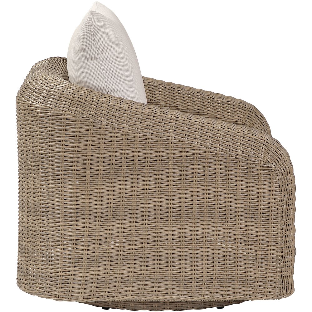 Seacrest Beige Olefin And Wicker Outdoor Patio Swivel Chair