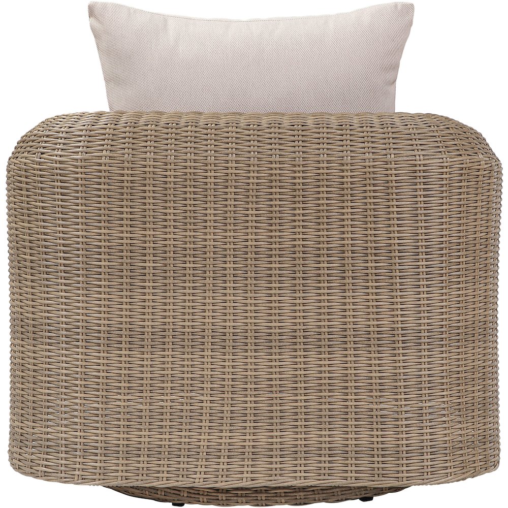 Seacrest Beige Olefin And Wicker Outdoor Patio Swivel Chair