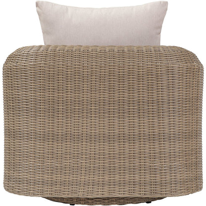 Seacrest Beige Olefin And Wicker Outdoor Patio Swivel Chair