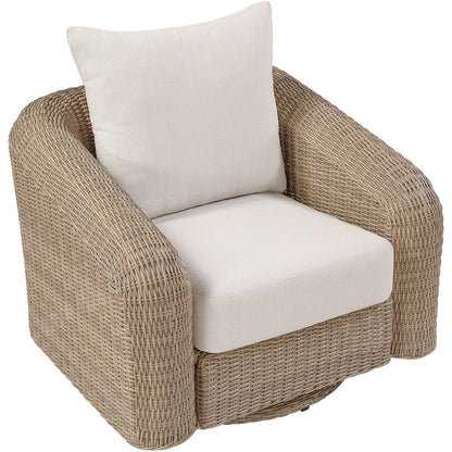 Seacrest Beige Olefin And Wicker Outdoor Patio Swivel Chair