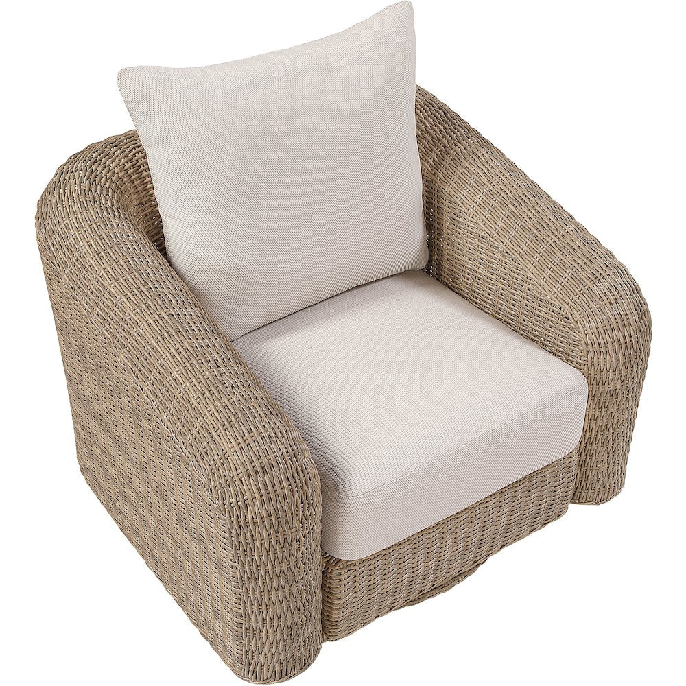 Seacrest Beige Olefin And Wicker Outdoor Patio Swivel Chair
