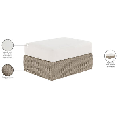 Seacrest Cream Olefin And Wicker Outdoor Patio Ottoman/Coffee Table