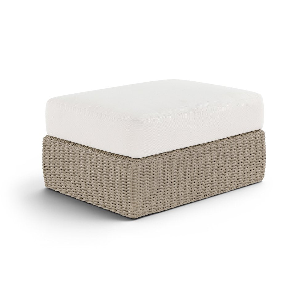 Seacrest Cream Olefin And Wicker Outdoor Patio Ottoman/Coffee Table