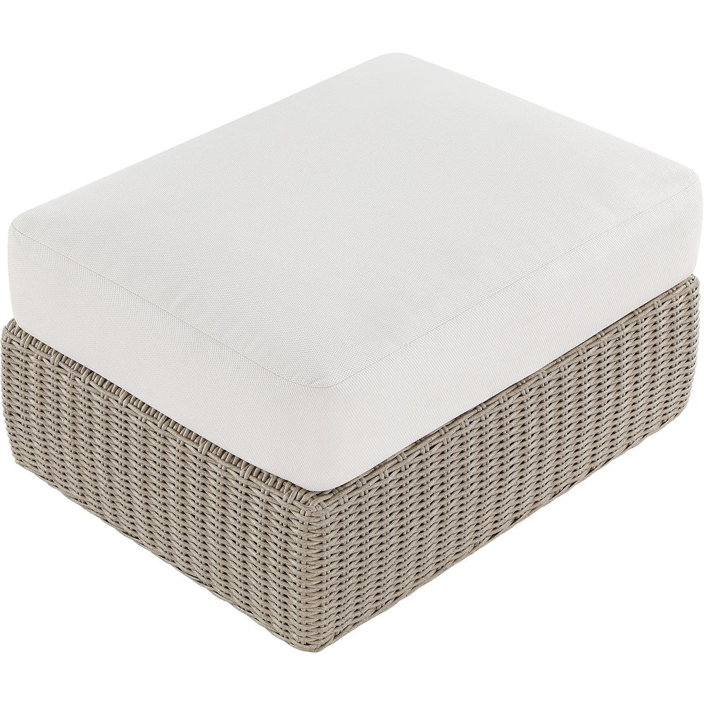 Seacrest Cream Olefin And Wicker Outdoor Patio Ottoman/Coffee Table