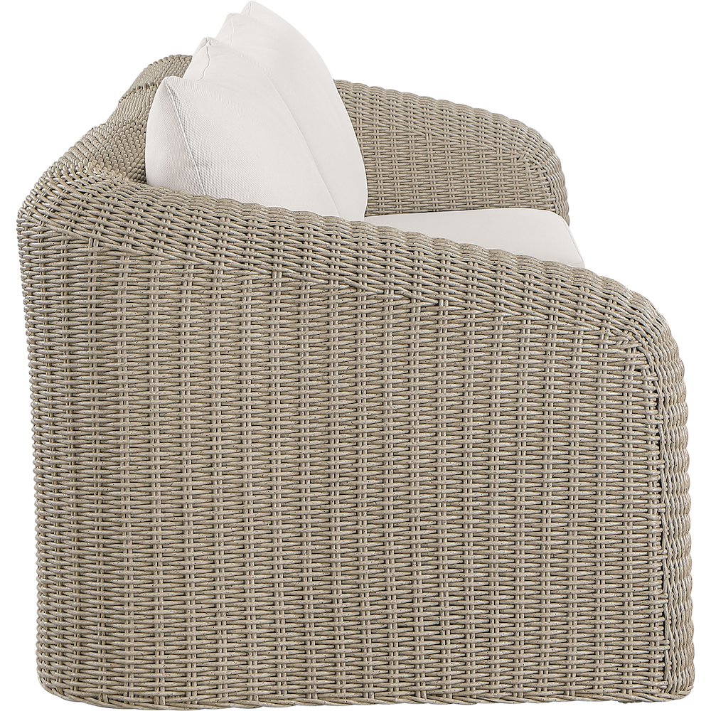 Seacrest 120.25" Cream Olefin And Wicker 3pc. Outdoor Patio Modular Sofa