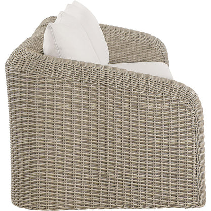 Seacrest 120.25" Cream Olefin And Wicker 3pc. Outdoor Patio Modular Sofa