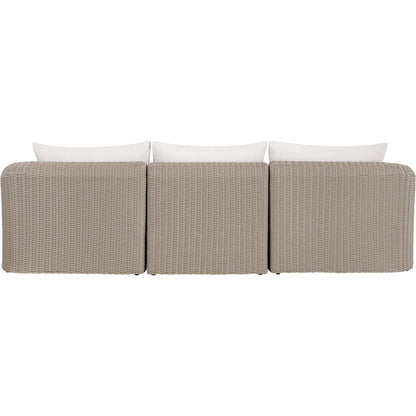 Seacrest 120.25" Cream Olefin And Wicker 3pc. Outdoor Patio Modular Sofa