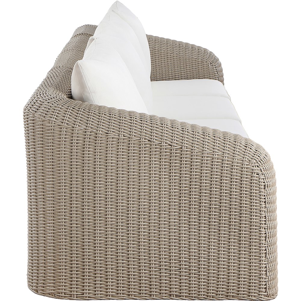 Seacrest 155.25" Cream Olefin And Wicker 4pc. Outdoor Patio Modular Sofa