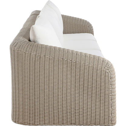 Seacrest 155.25" Cream Olefin And Wicker 4pc. Outdoor Patio Modular Sofa