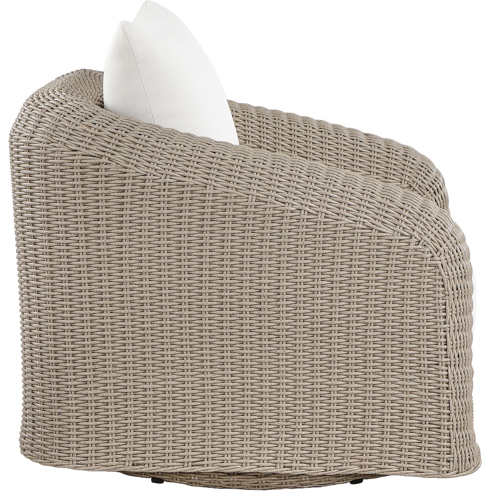 Seacrest Cream Olefin And Wicker Outdoor Patio Swivel Chair