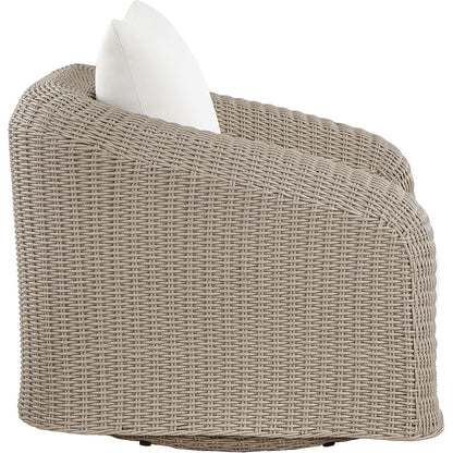 Seacrest Cream Olefin And Wicker Outdoor Patio Swivel Chair