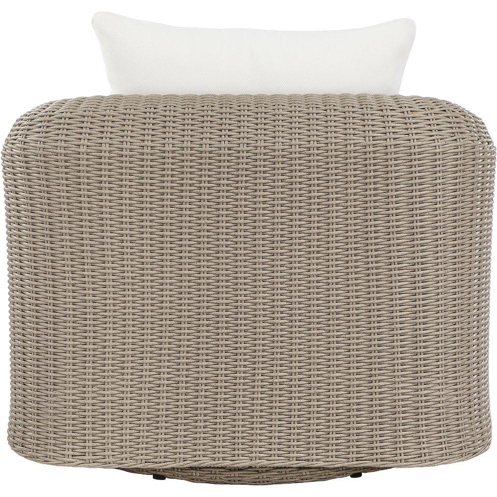 Seacrest Cream Olefin And Wicker Outdoor Patio Swivel Chair