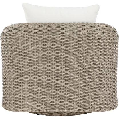 Seacrest Cream Olefin And Wicker Outdoor Patio Swivel Chair