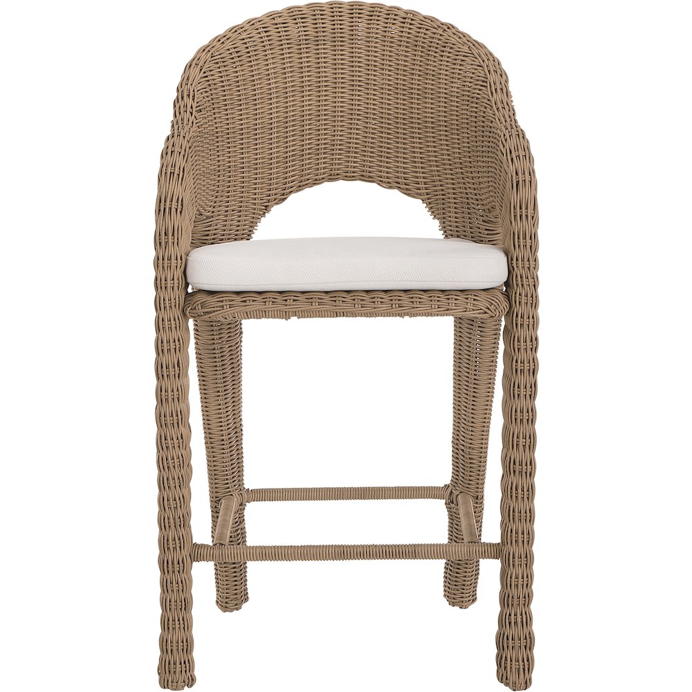 Seacrest Natural Olefin Water Resistant Fabric, Wicker Outdoor Patio Bar Stool