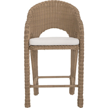 Seacrest Natural Olefin Water Resistant Fabric, Wicker Outdoor Patio Bar Stool
