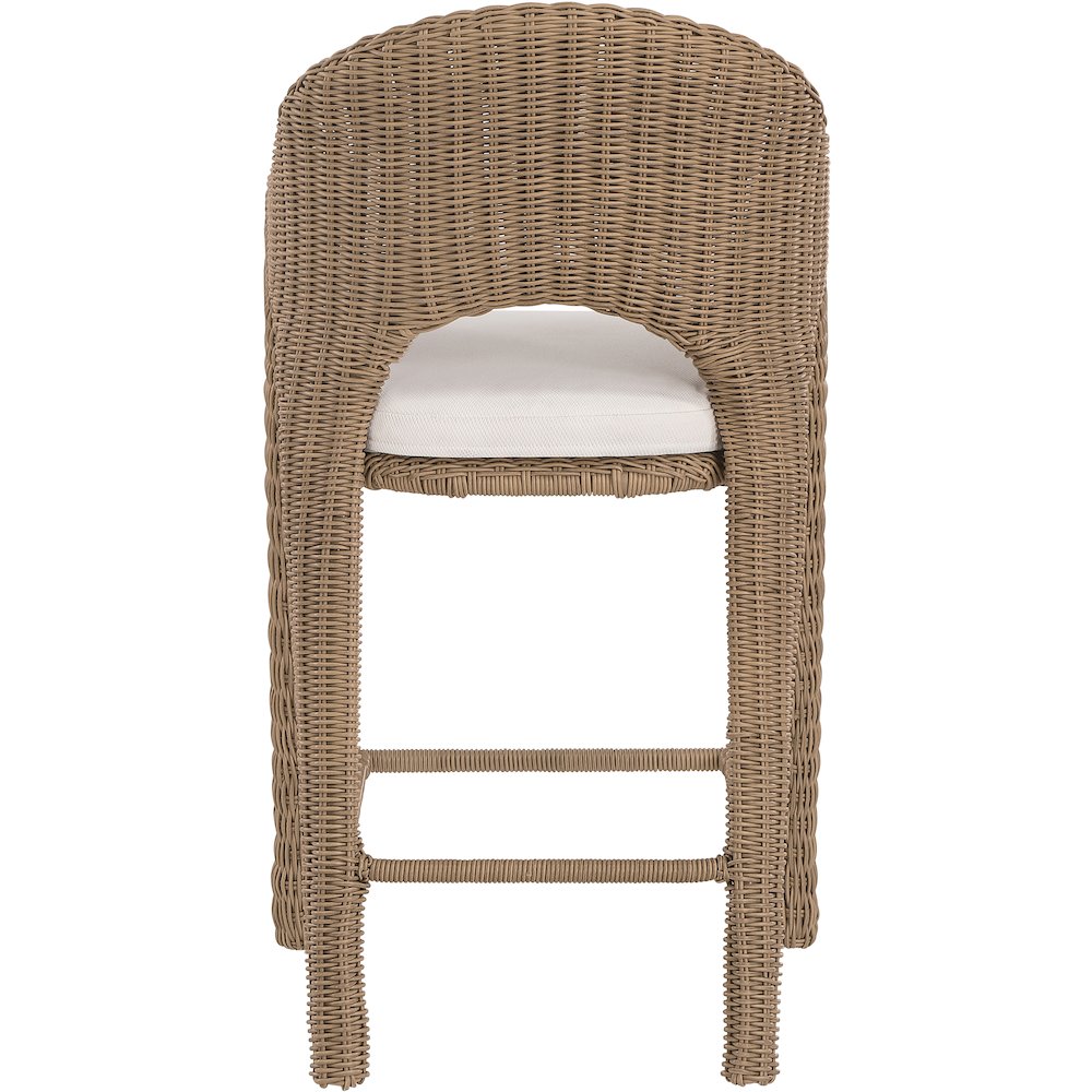 Seacrest Natural Olefin Water Resistant Fabric, Wicker Outdoor Patio Bar Stool