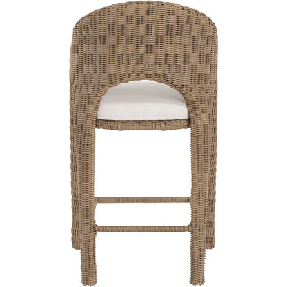 Seacrest Natural Olefin Water Resistant Fabric, Wicker Outdoor Patio Bar Stool