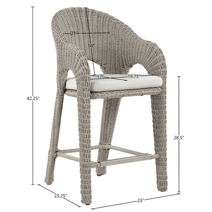 Seacrest Taupe Olefin Water Resistant Fabric And Wicker Outdoor Patio Bar Stool