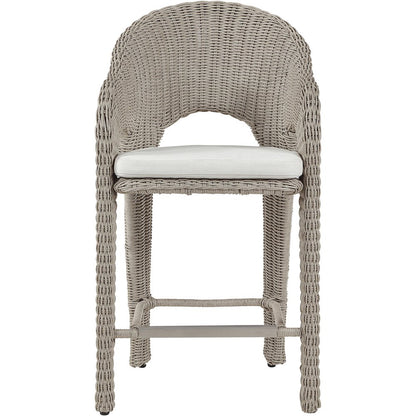 Seacrest Taupe Olefin Water Resistant Fabric And Wicker Outdoor Patio Bar Stool