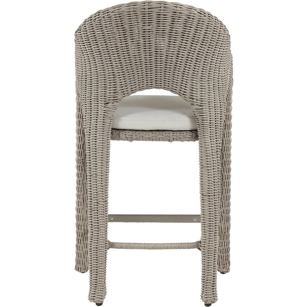 Seacrest Taupe Olefin Water Resistant Fabric And Wicker Outdoor Patio Bar Stool
