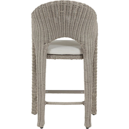 Seacrest Taupe Olefin Water Resistant Fabric And Wicker Outdoor Patio Bar Stool