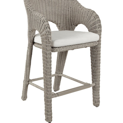 Seacrest Taupe Olefin Water Resistant Fabric And Wicker Outdoor Patio Bar Stool